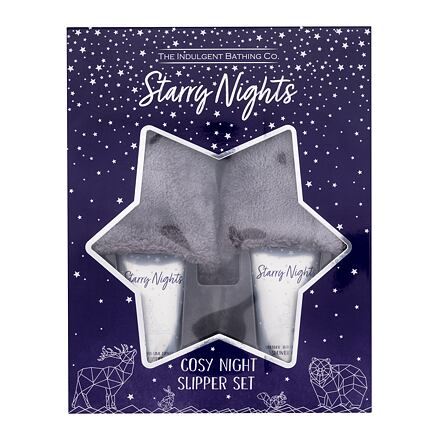 The Indulgent Bathing Co. Starry Nights Cosy Night Slipper Set dámské dárková sada tělové mléko Lavender And Lime Flower Body Lotion 100 ml + sprchový krém Lavender And Lime Flower Shower Cream 100 ml + plyšové pantofle Luxury Fluffy Slippers M/L 1 pár pr