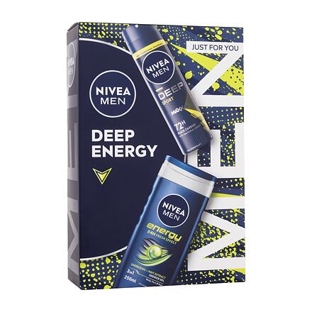 Nivea Men Deep Energy pánský dárková sada antiperspirant Men Deep Sport 150 ml + sprchový gel Men Energy 250 ml pro muže