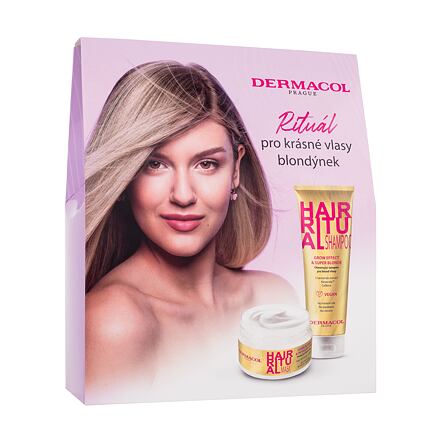 Dermacol Hair Ritual Super Blonde dámský dárková sada šampon Hair Ritual Grow Effect & Super Blonde 250 ml + maska na vlasy Hair Ritual Super Blonde & Intensive Care 200 ml pro ženy