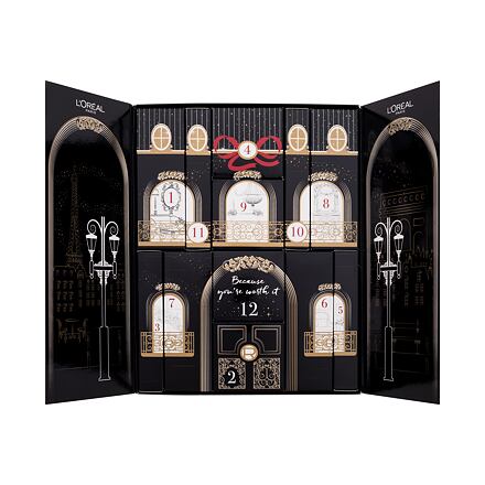 L'Oréal Paris Maison Advent Calendar dámská dárková sada řasenka 1 ks + tužka na rty 2 ks + tvářenka 1 ks + bronzer 1 ks + rtěnka 3 ks + oční linka 2 ks + maska na oči 1 ks + oční krém 1 ks poškozená krabička