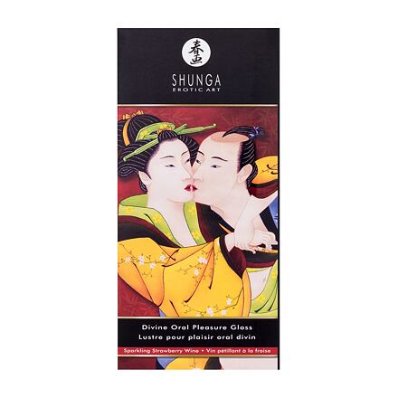 Shunga Divine Oral Pleasure Gloss Sparkling Strawberry Wine stimulační lesk na rty s jahodou příchutí 10 ml pro ženy