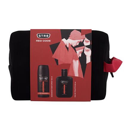 STR8 Red Code pánská dárková sada toaletní voda 100 ml + deodorant 150 ml + kosmetická taštička pro muže