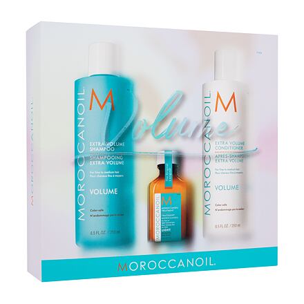 Moroccanoil Volume dámský dárková sada šampon Extra Volume Shampoo 250 ml + kondicionér Extra Volume Conditioner 250 ml + olej na vlasy Treatment Light 25 ml + tělové mléko Body Lotion 10 ml pro ženy