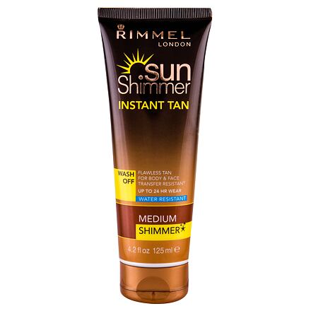 Rimmel London Sun Shimmer Instant Tan dámský samoopalovací mléko pro obličej a tělo 125 ml odstín medium shimmer pro ženy