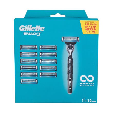 Gillette Mach3 pánský sada: holicí strojek 1 ks + náhradní břit 11 ks pro muže