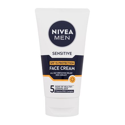 Nivea Men Sensitive Face Cream SPF15 pánský zklidňující a hydratující krém s uv zářením 75 ml pro muže