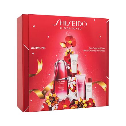 Shiseido Ultimune Skin Defense Ritual dámské dárková sada pleťové sérum Ultimune 50 ml + pleťová čisticí pěna Clarifying Cleansing Foam 15 ml + pleťové tonikum Treatment Softener 30 ml + krém na ruce Ultimune 40 ml pro ženy