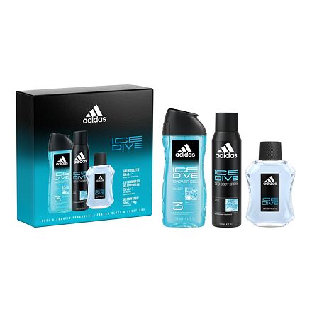 Adidas Ice Dive pánská dárková sada toaletní voda 100 ml + deodorant 150 ml + sprchový gel 250 ml pro muže