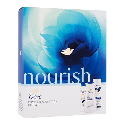 Dove Nourish Gift Set dámský dárková sada sprchový gel Advanced Care Deeply Nourishing 225 ml + tělové mléko Essential Care 250 ml + antiperspirant Advanced Care Original 72H 150 ml pro ženy