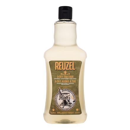 Reuzel 3 in 1 Tea Tree pánský hydratační a zklidňující šampon, kondicionér a sprchový gel 1000 ml pro muže