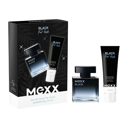 Mexx Black Man pánská dárková sada toaletní voda 30 ml + sprchový gel 50 ml pro muže