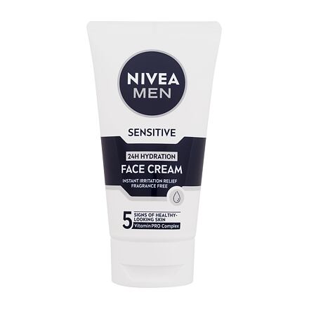 Nivea Men Sensitive 24H Hydration Face Cream pánský zklidňující a hydratující pleťový krém bez parfemace 75 ml pro muže