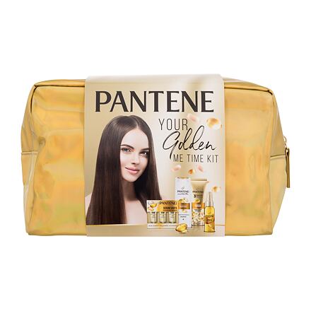 Pantene PRO-V Your Golden Me Time Kit dámský dárková sada šampon Intensive Repair 250 ml + kondicionér Intensive Repair 160 ml + olej na vlasy Keratin Protect Oil 100 ml + intenzivní péče na vlasy Serum Shots Intensive Repair 3x15 ml + kosmetická taštička