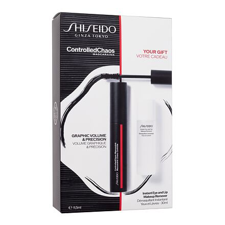 Shiseido ControlledChaos MascaraInk dámská odstín černá dárková sada řasenka ControlledChaos MascaraInk 11,5 ml + odličovací přípravek Instant Eye and Lip Makeup Remover 30 ml