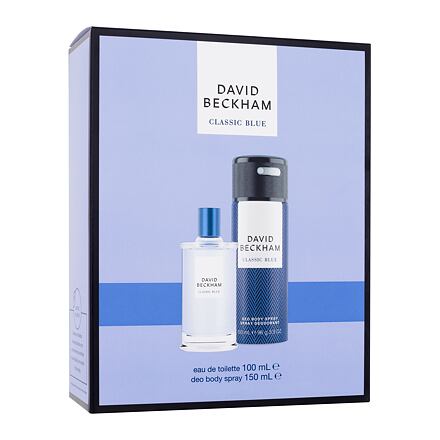 David Beckham Classic Blue pánská dárková sada toaletní voda 100 ml + deodorant 150 ml pro muže poškozená krabička