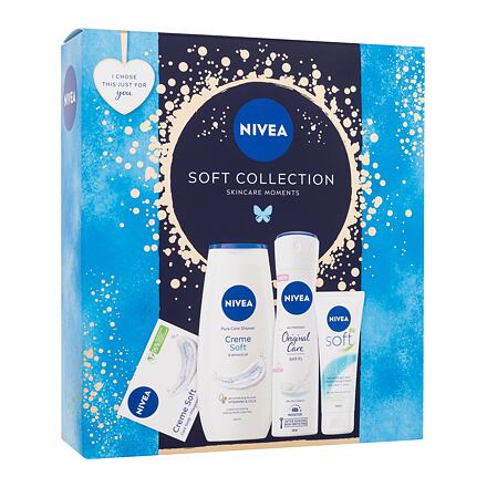 Nivea Soft Collection dámský dárková sada krém Soft 75 ml + sprchový gel Creme Soft 250 ml + antiperspirant Original Care 150 ml + tuhé mýdlo Creme Soft 100 g pro ženy