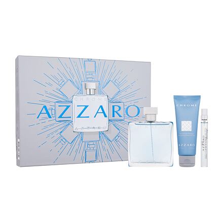 Azzaro Chrome pánská dárková sada toaletní voda 100 ml + toaletní voda 10 ml + šampon na vlasy a tělo 75 ml pro muže