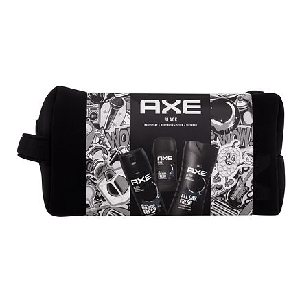 Axe Black pánský dárková sada sprchový gel 250 ml + deodorant 150 ml + tuhý deodorant 50 ml + kosmetická taštička pro muže