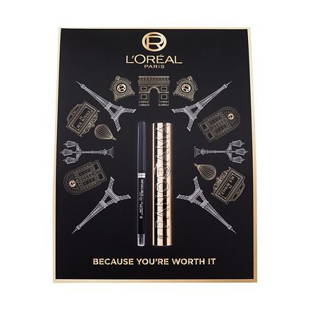 L'Oréal Paris Panorama dámská odstín černá dárková sada řasenka Panorama 10,5 ml Black + tužka na oči Infaillible Grip 36H Gel Automatic Eye Liner 1,2 g 001 Intense Black