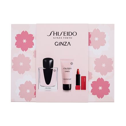 Shiseido Ginza dámská dárková sada parfémovaná voda 50 ml + tělové mléko 50 ml + rtěnka Techno Satin Gel Lipstick 2 g pro ženy