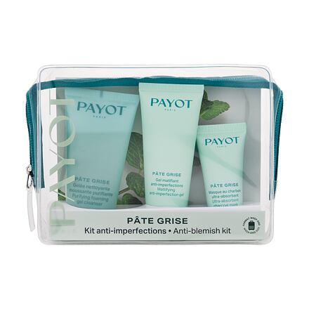 PAYOT Pâte Grise Anti Blemish Kit dámský dárková sada čisticí gel 50 ml + pleťový gel 30 ml + pleťová maska 15 ml + taštička pro ženy