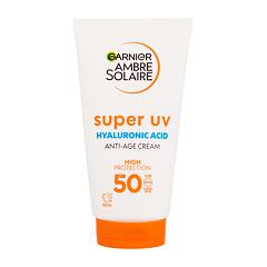 Opalovací přípravek na obličej Garnier Ambre Solaire Super UV Hyaluronic Acid Anti-Age Cream SPF50 50 ml poškozená krabička