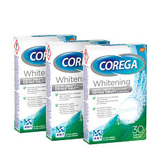 Čisticí tablety a roztoky Corega Tabs Whitening Trio 3x30 ks