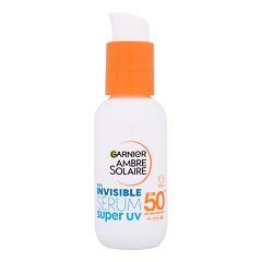 Opalovací přípravek na obličej Garnier Ambre Solaire Super UV Invisible Serum SPF50+ 30 ml poškozená krabička