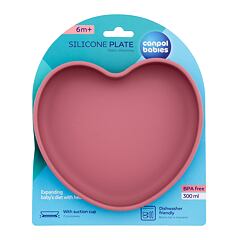 Nádobí Canpol babies Silicone Suction Plate Heart Pink 300 ml