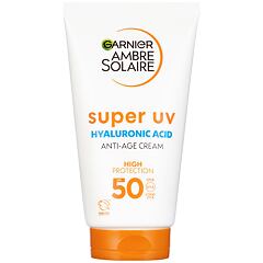 Opalovací přípravek na obličej Garnier Ambre Solaire Super UV Hyaluronic Acid Anti-Age Cream SPF50 50 ml