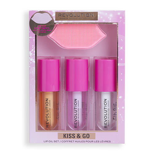 Olej na rty Makeup Revolution London Kiss & Go Lip Oil Set 4,5 ml Kazeta