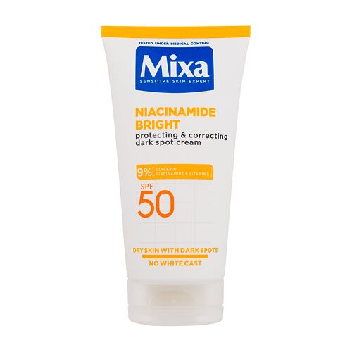 Opalovací přípravek na obličej Mixa Niacinamide Bright Protecting & Correcting Dark Spot Cream SPF50 50 ml