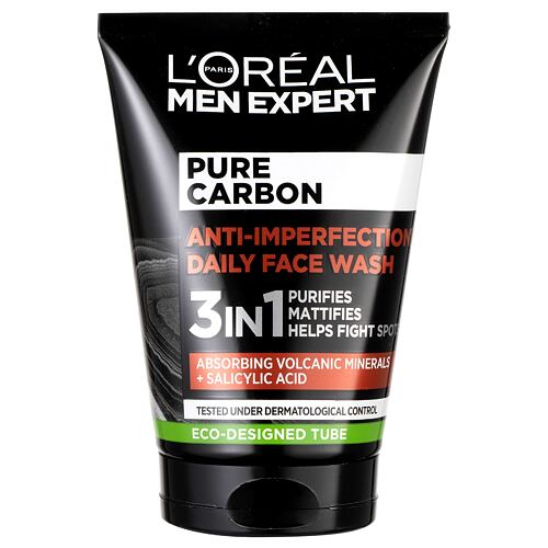 Čisticí gel L'Oréal Paris Men Expert Pure Carbon Anti-Imperfection 3in1 100 ml