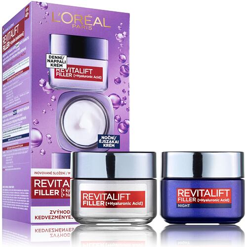 Denní pleťový krém L'Oréal Paris Revitalift Filler HA Duo Set 50 ml Kazeta