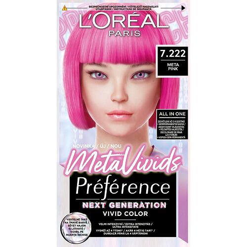 Barva na vlasy L'Oréal Paris Préférence Meta Vivids 75 ml 7.222 Meta Pink