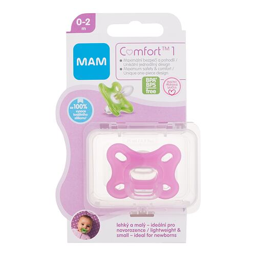 Dudlík MAM Comfort 1 Silicone Pacifier 0-2m Pink 1 ks