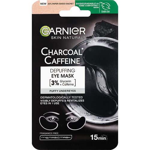 Maska na oči Garnier Skin Naturals Charcoal Caffeine Depuffing Eye Mask 5 g