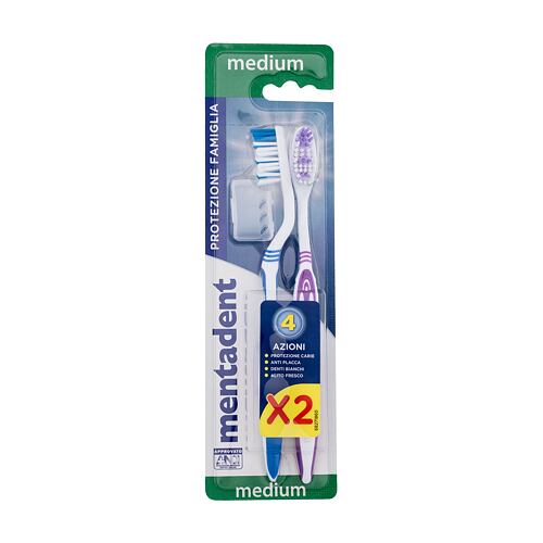 Klasický zubní kartáček Mentadent Family Protection Toothbrush Medium 2 balení