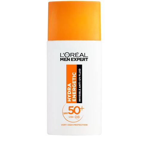 Opalovací přípravek na obličej L'Oréal Paris Men Expert Hydra Energetic Invisible Anti-UV Fluid SPF50+ 50 ml